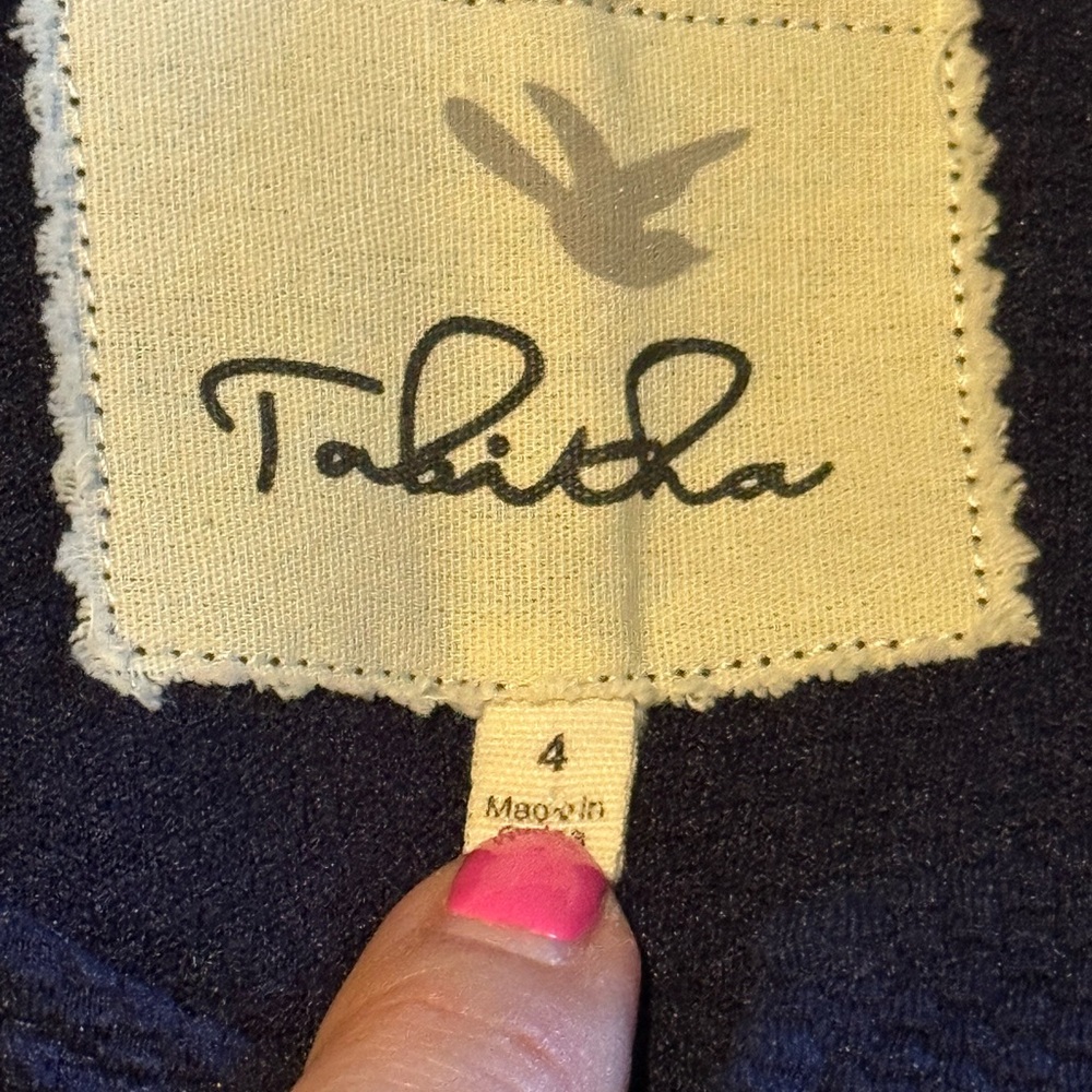 Tabitha Navy Dress with Gold Accents - Picture 4 of 13